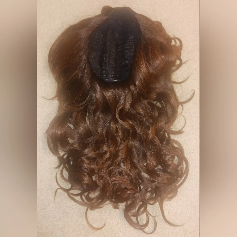 New, Unworn Chestnut Chocolate Brown Curly Hairpiece Half Wig Fall By Outre YUMI